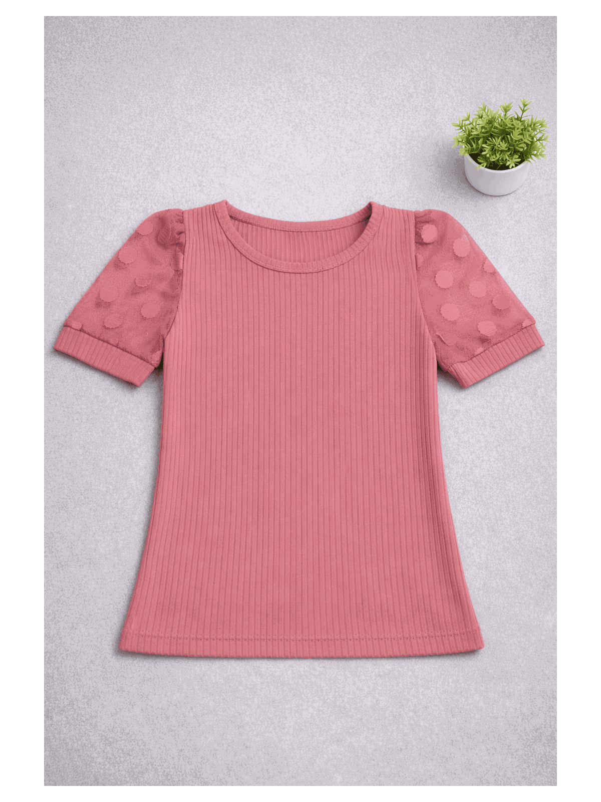 Blusa Manga Curta Tule Rosa - Isa Cintra Moda Infantil
