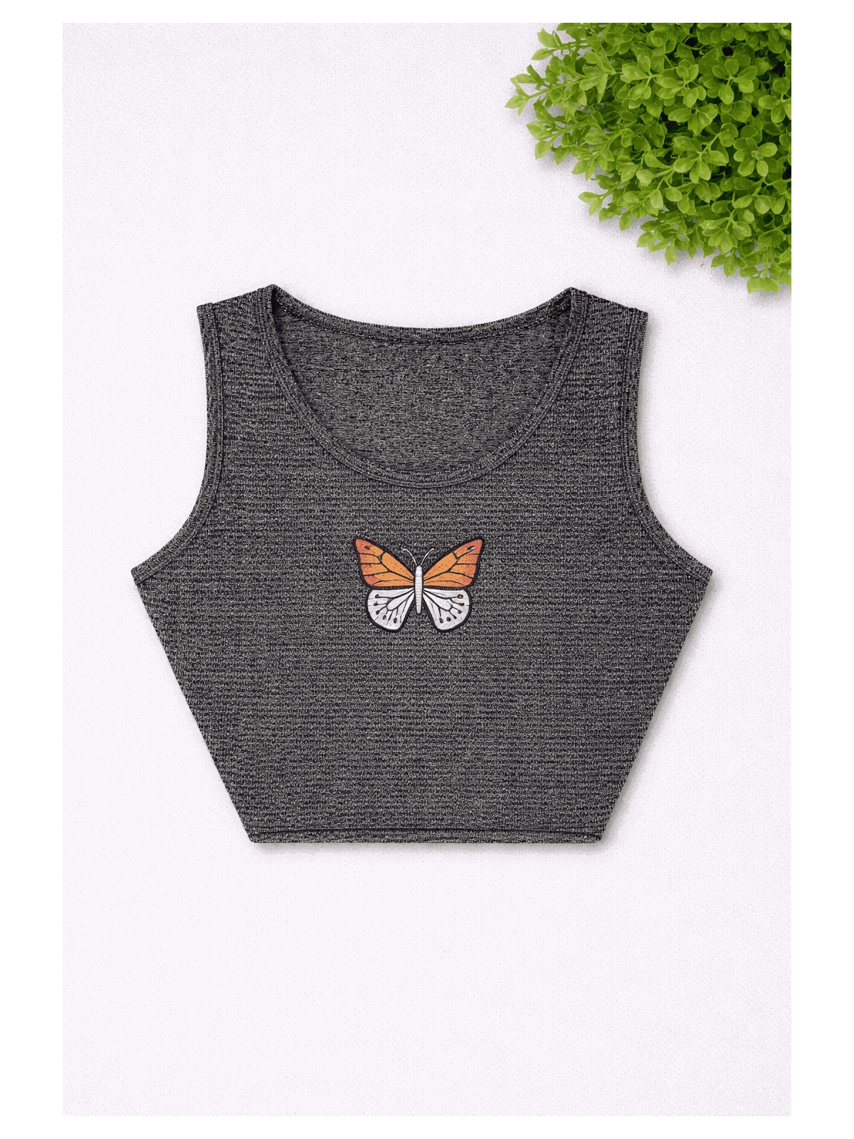 Cropped Juvenil Borboleta Cinza - Isa Cintra Moda Infantil