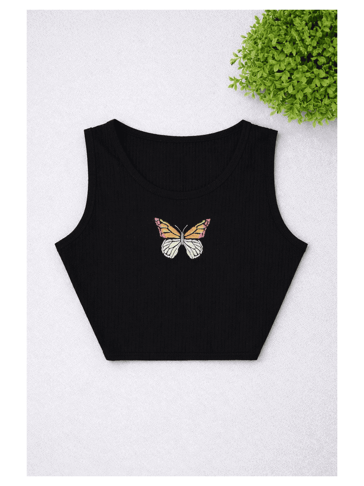 Cropped Juvenil borboleta Preto - Isa Cintra Moda Infantil