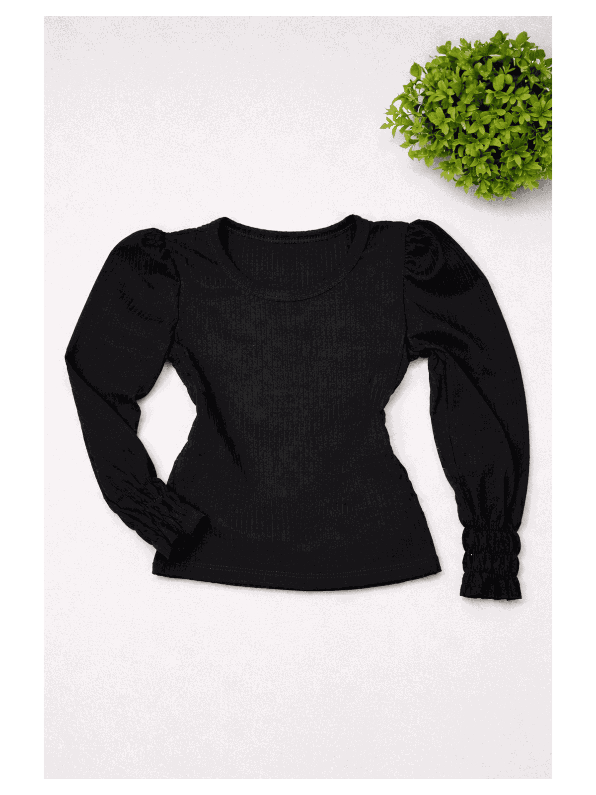 Blusa Manga Longa Lastex Preta - Isa Cintra Moda Infantil