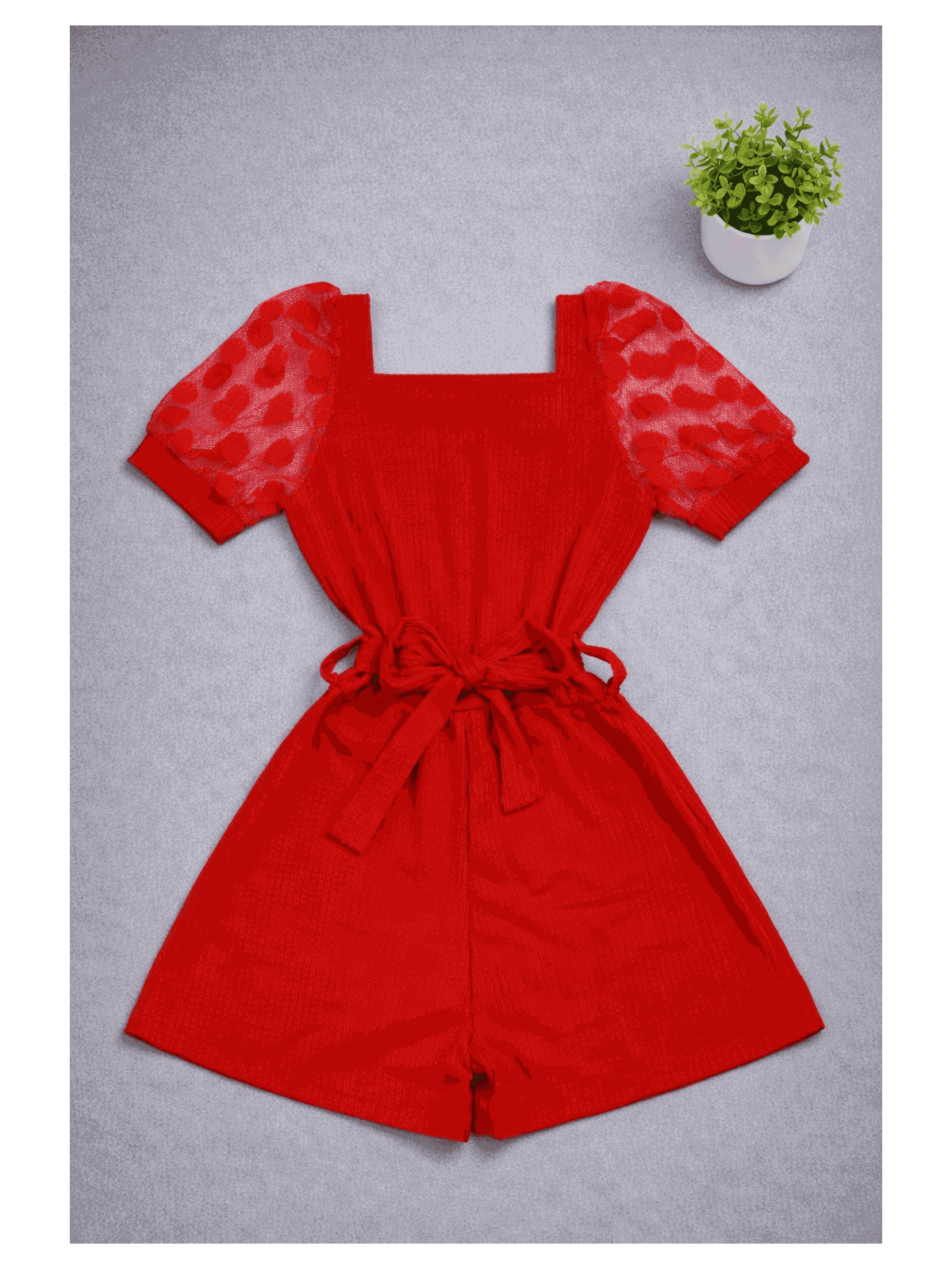 Macaquinho Manga Tule Vermelho - Isa Cintra Moda Infantil