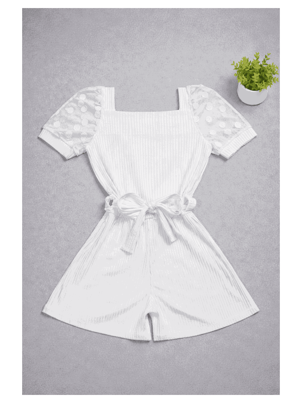 Macaquinho Manga Tule Branco - Isa Cintra Moda Infantil