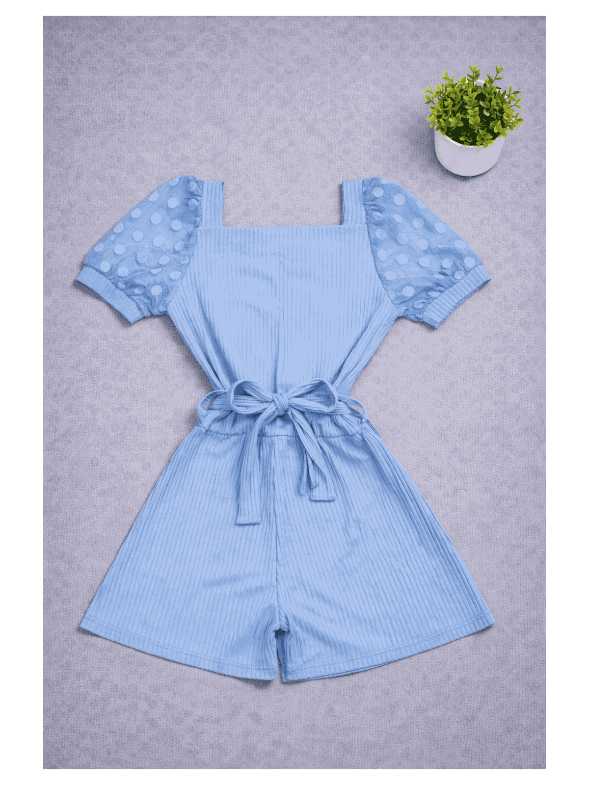 Macaquinho Manga Tule Azul - Isa Cintra Moda Infantil