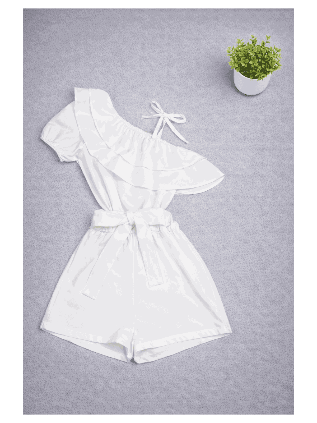 Macaquinho Babado Branco - Isa Cintra Moda Infantil