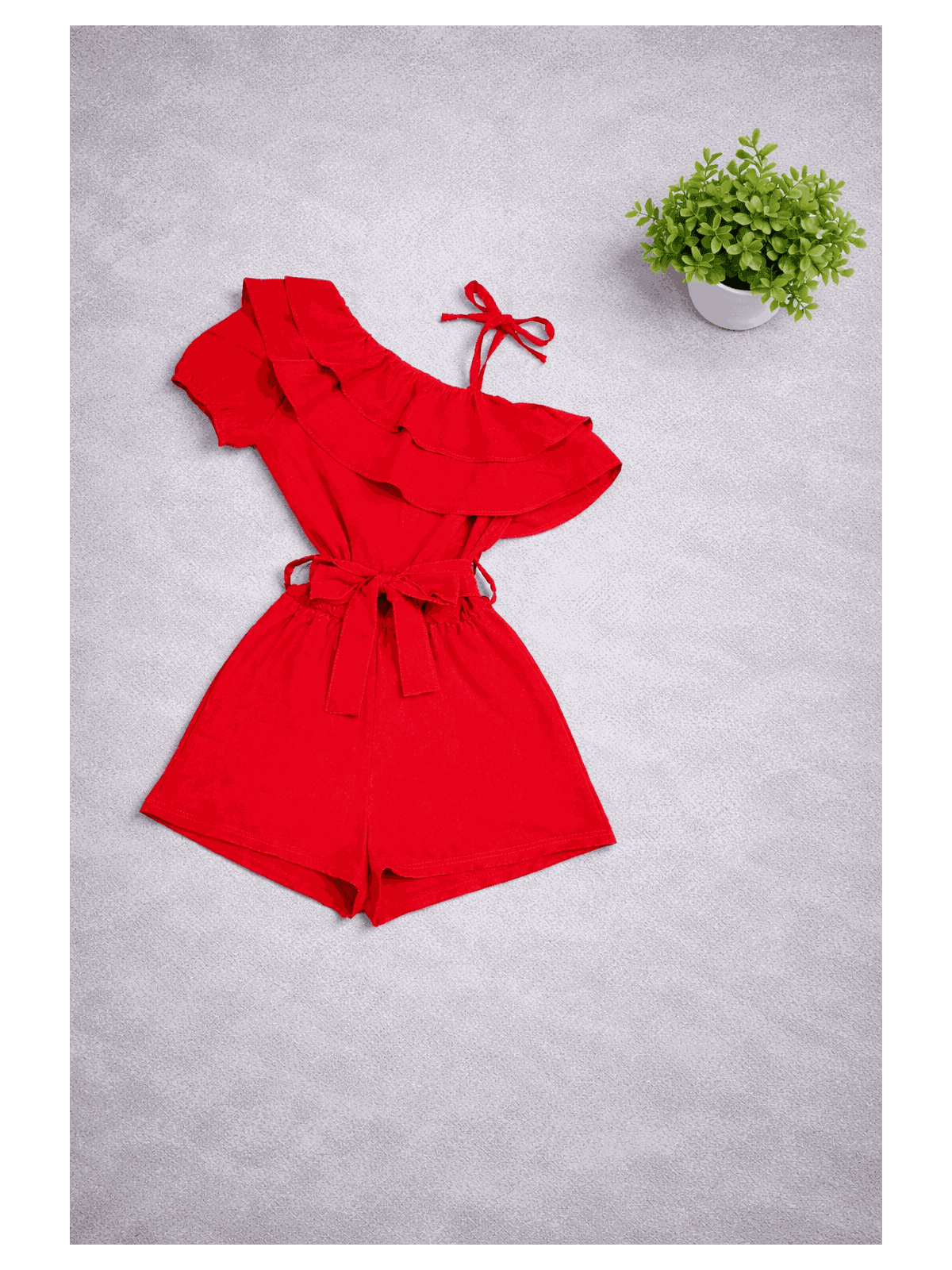 Macaquinho Babado Vermelho - Isa Cintra Moda Infantil