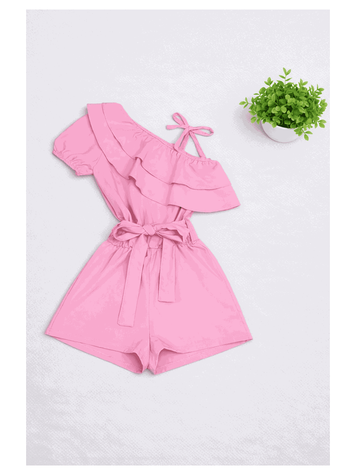 Macaquinho Babado Rosa - Isa Cintra Moda Infantil