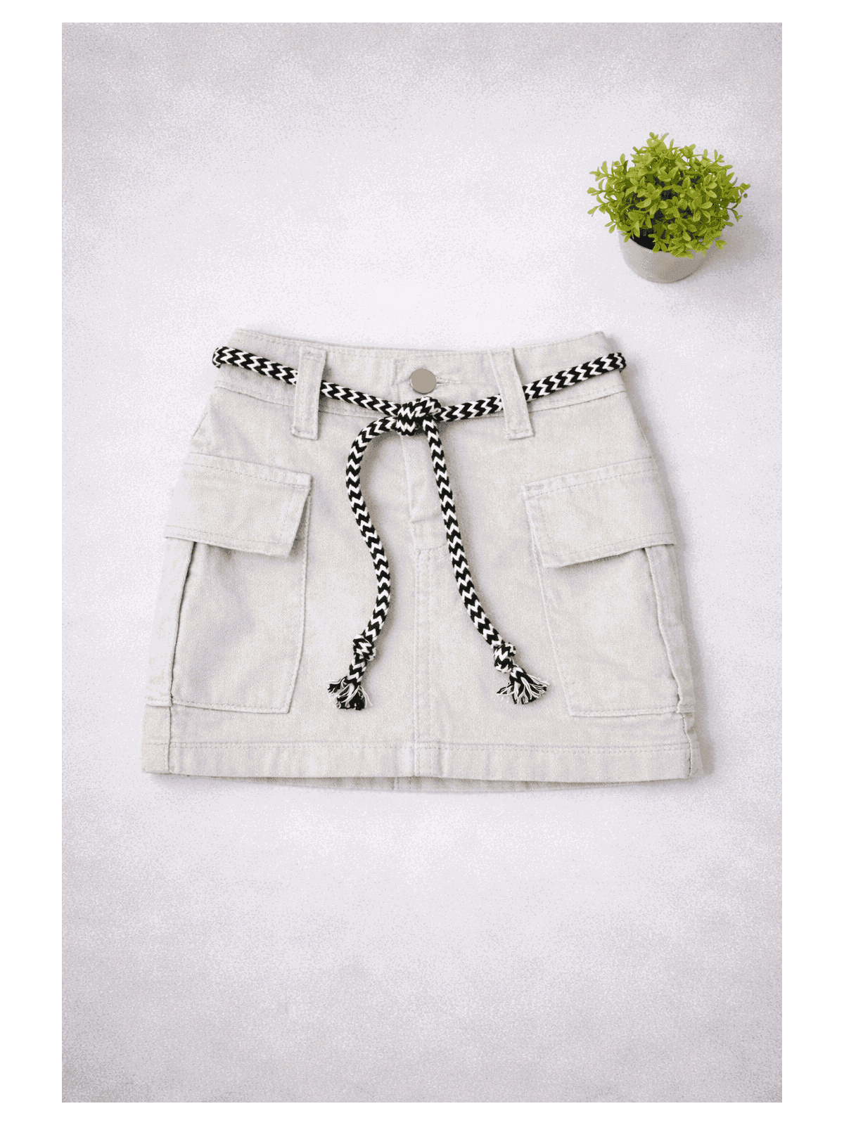 Saia Jeans Bege Destroyed - Isa Cintra Moda Infantil