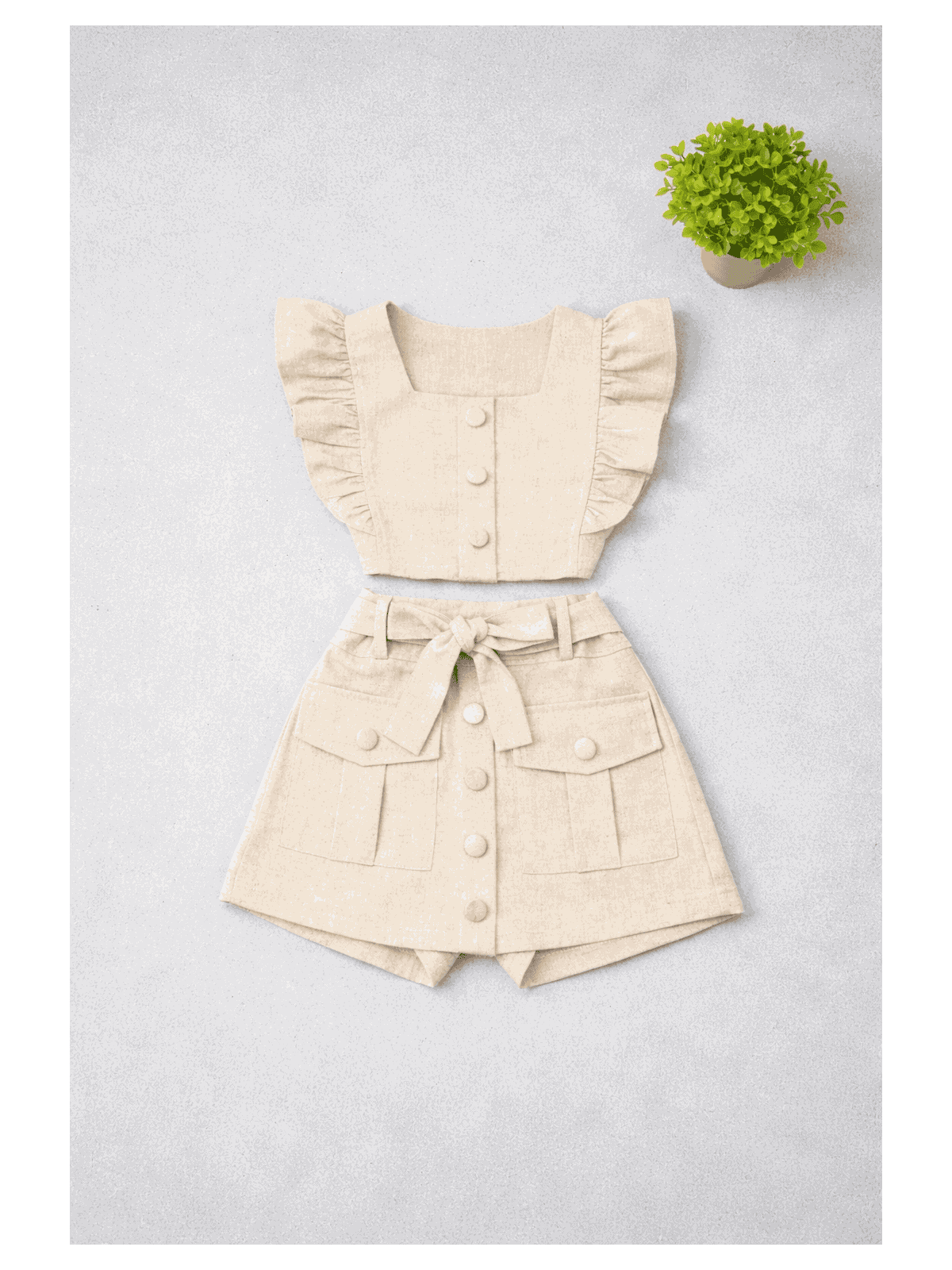 Conjunto Viscolinho Bege - Isa Cintra Moda Infantil