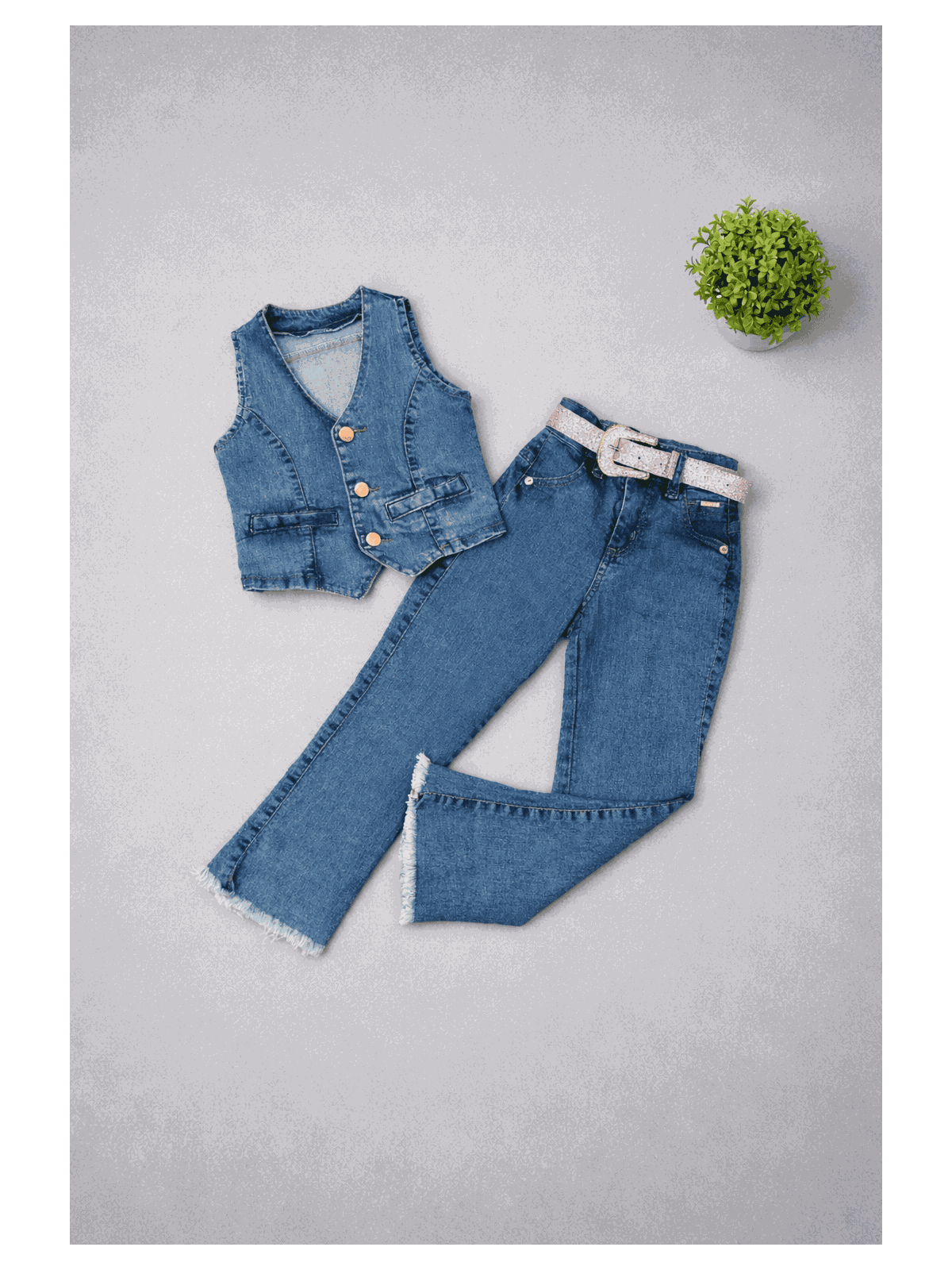 Conjunto Colete + Calça Flare Luana - Isa Cintra Moda Infantil
