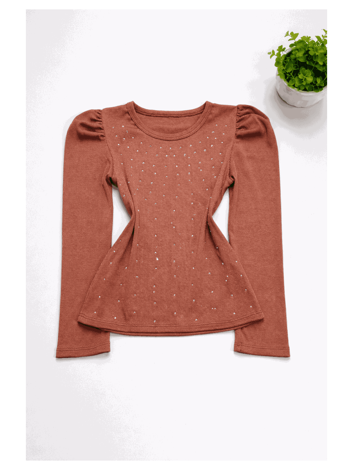 Blusa Brilho Manga Longa Marrom - Isa Cintra Moda Infantil