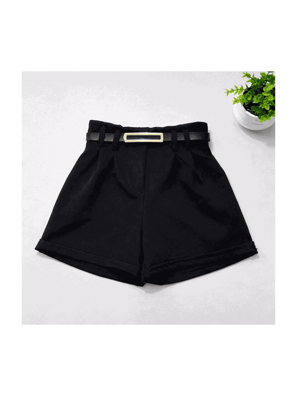 Short Alfaiataria Com Cinto Preto - Isa Cintra Moda Infantil