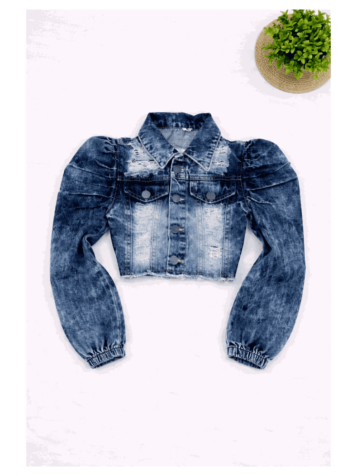 Jaqueta Jeans Escura destroyed - Isa Cintra Moda Infantil