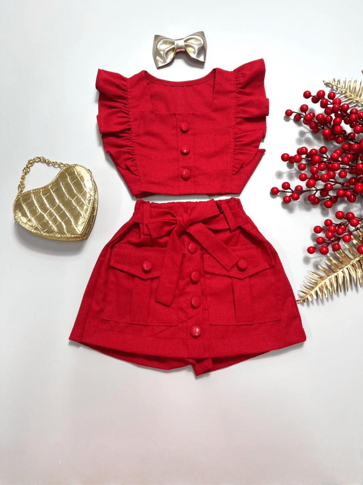 Conjunto Viscolinho Vermelho - Isa Cintra Moda Infantil