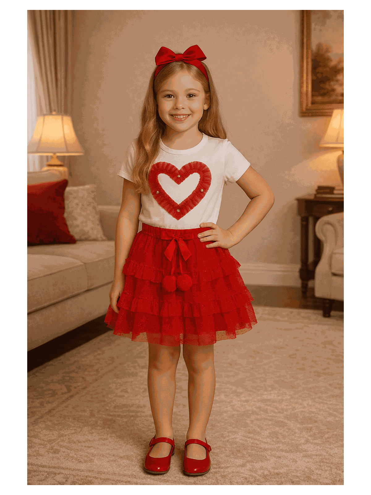Conjunto Tule Coração Vermelho - Isa Cintra Moda Infantil