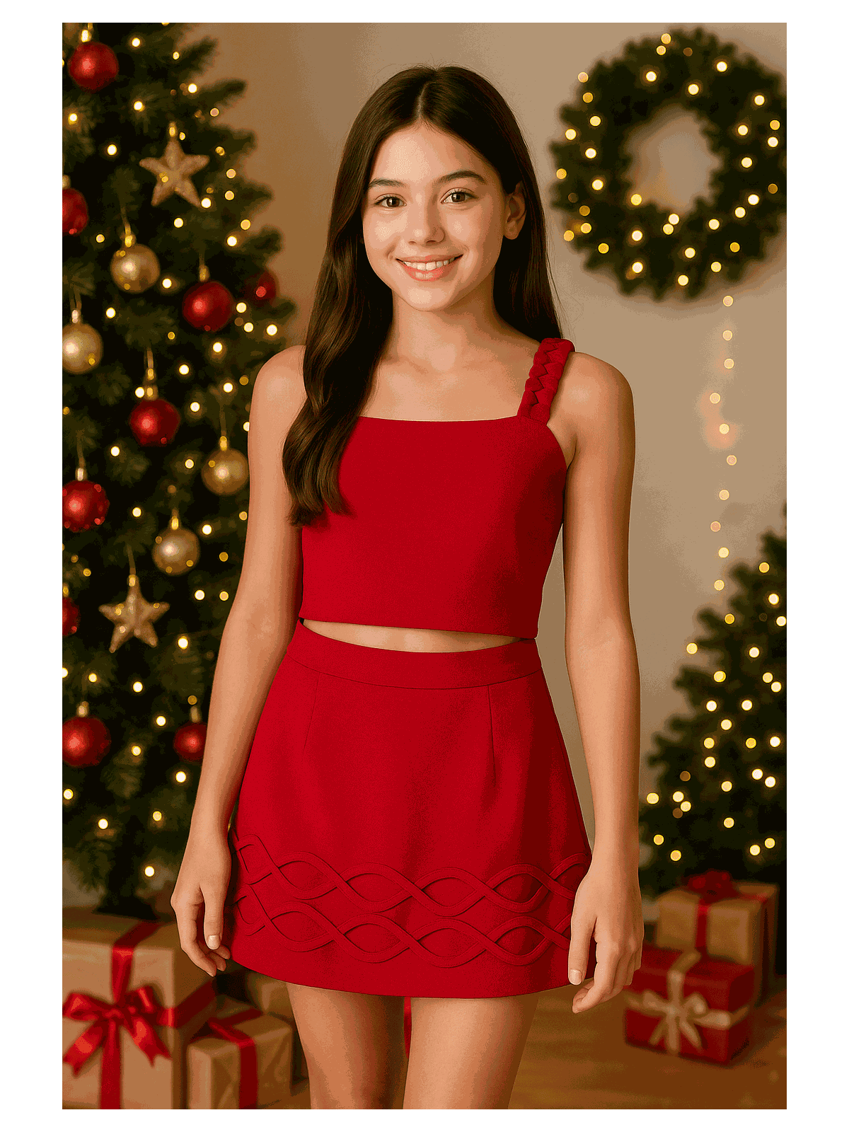 Conjunto Juvenil Natalino Vermelho - Isa Cintra Moda Infantil