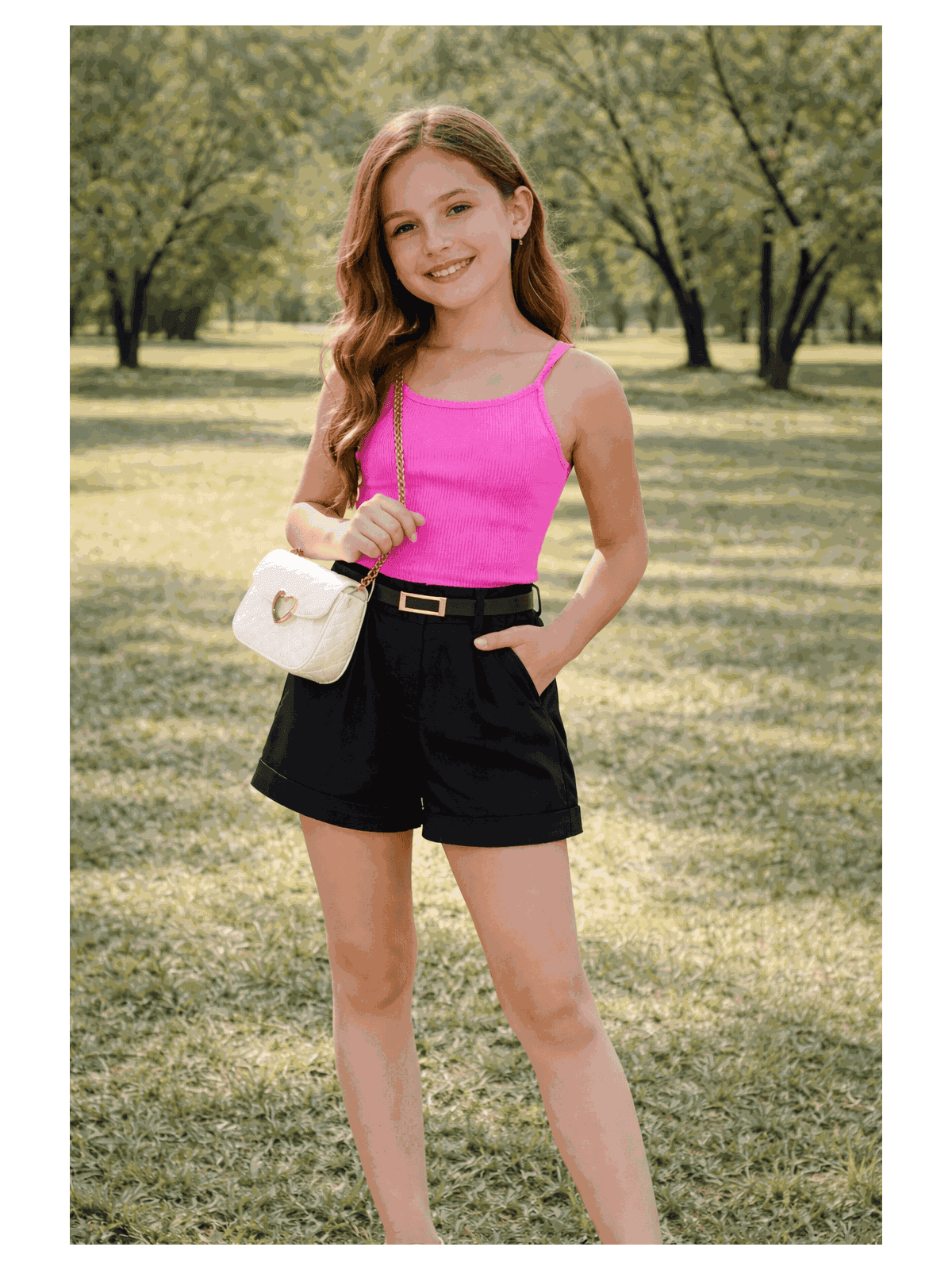 Conjunto Rebeca Regata e Short Alfaiataria Rosa - Isa Cintra Moda Infantil