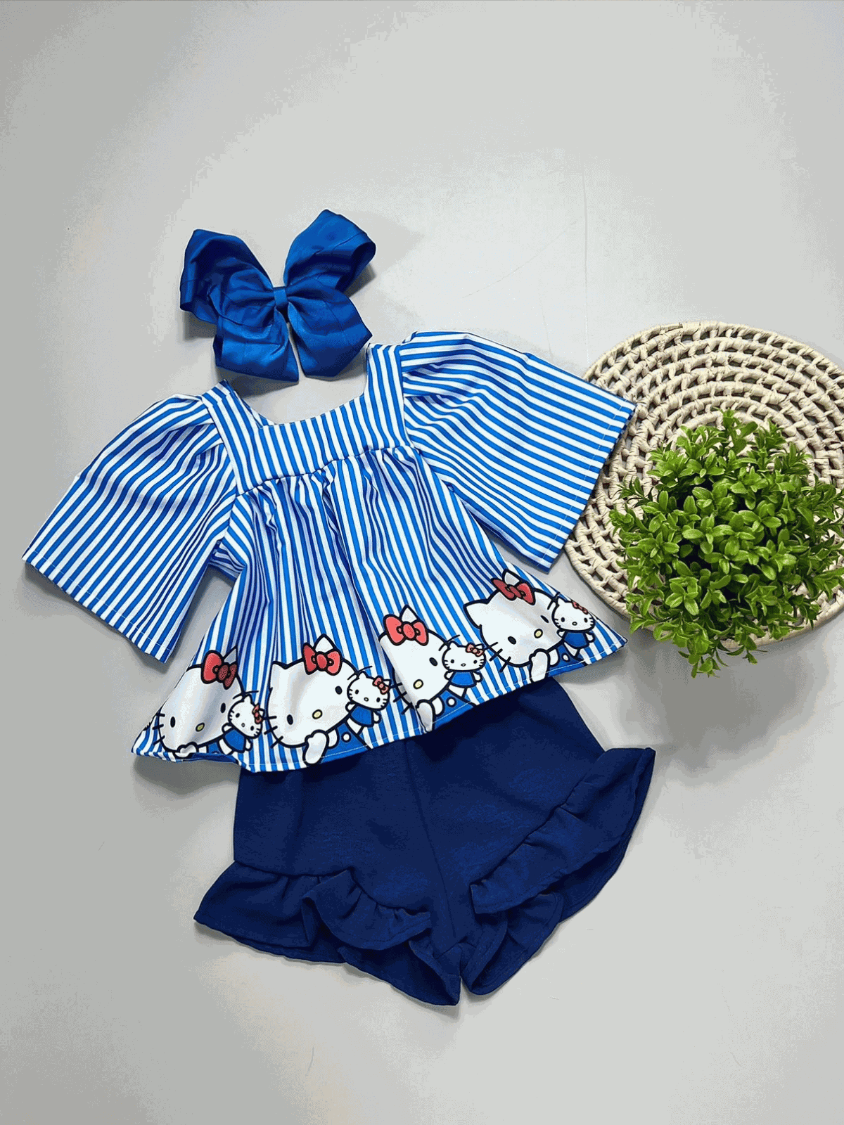 Conjunto Hello Kitty Bata Azul - Isa Cintra Moda Infantil