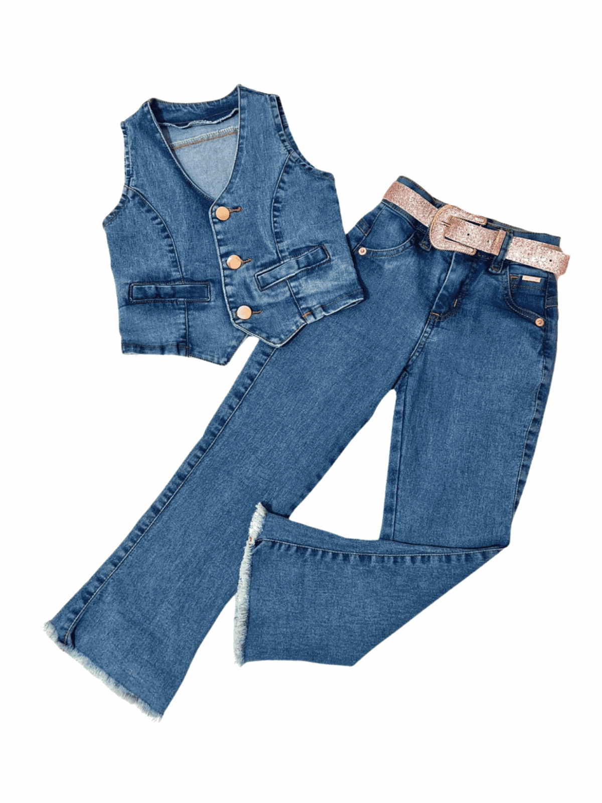 Conjunto Colete + Calça Flare Luana - Isa Cintra Moda Infantil