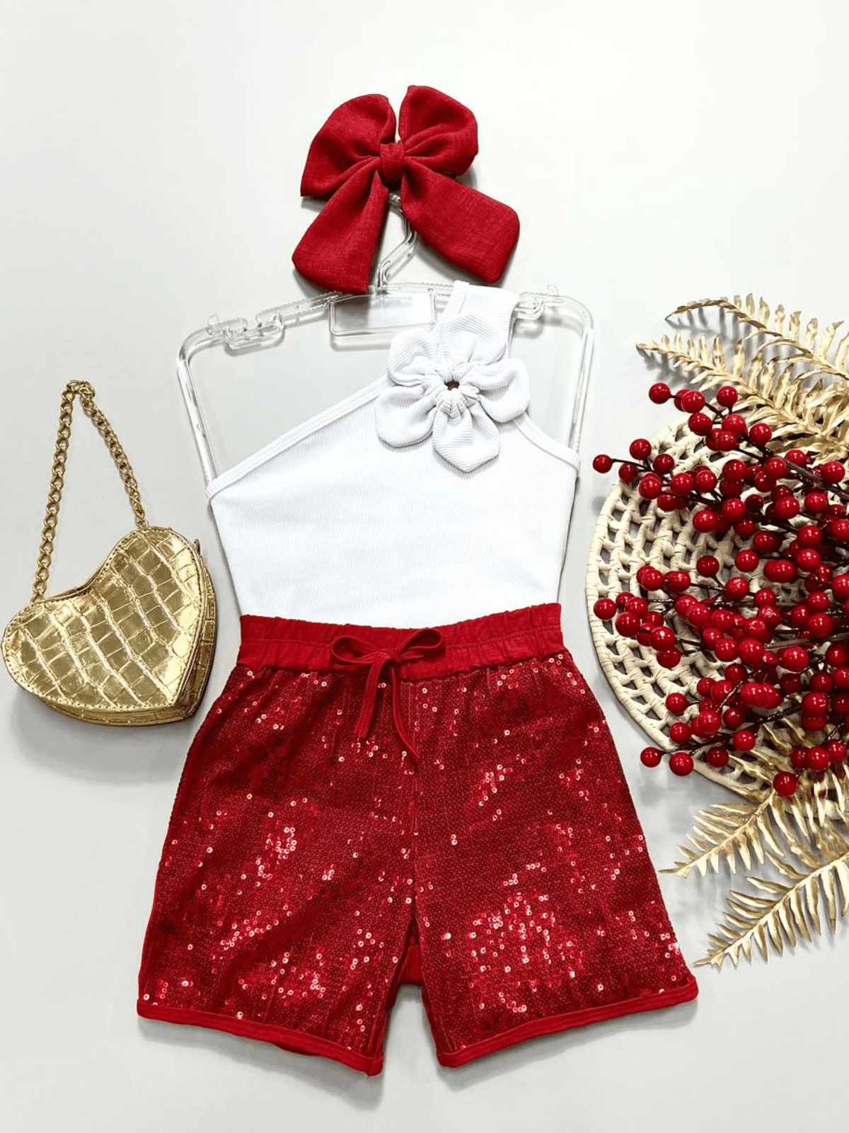 Conjunto Blusa de Flor Nula manga+ Short Paetê Ver... - Isa Cintra Moda Infantil