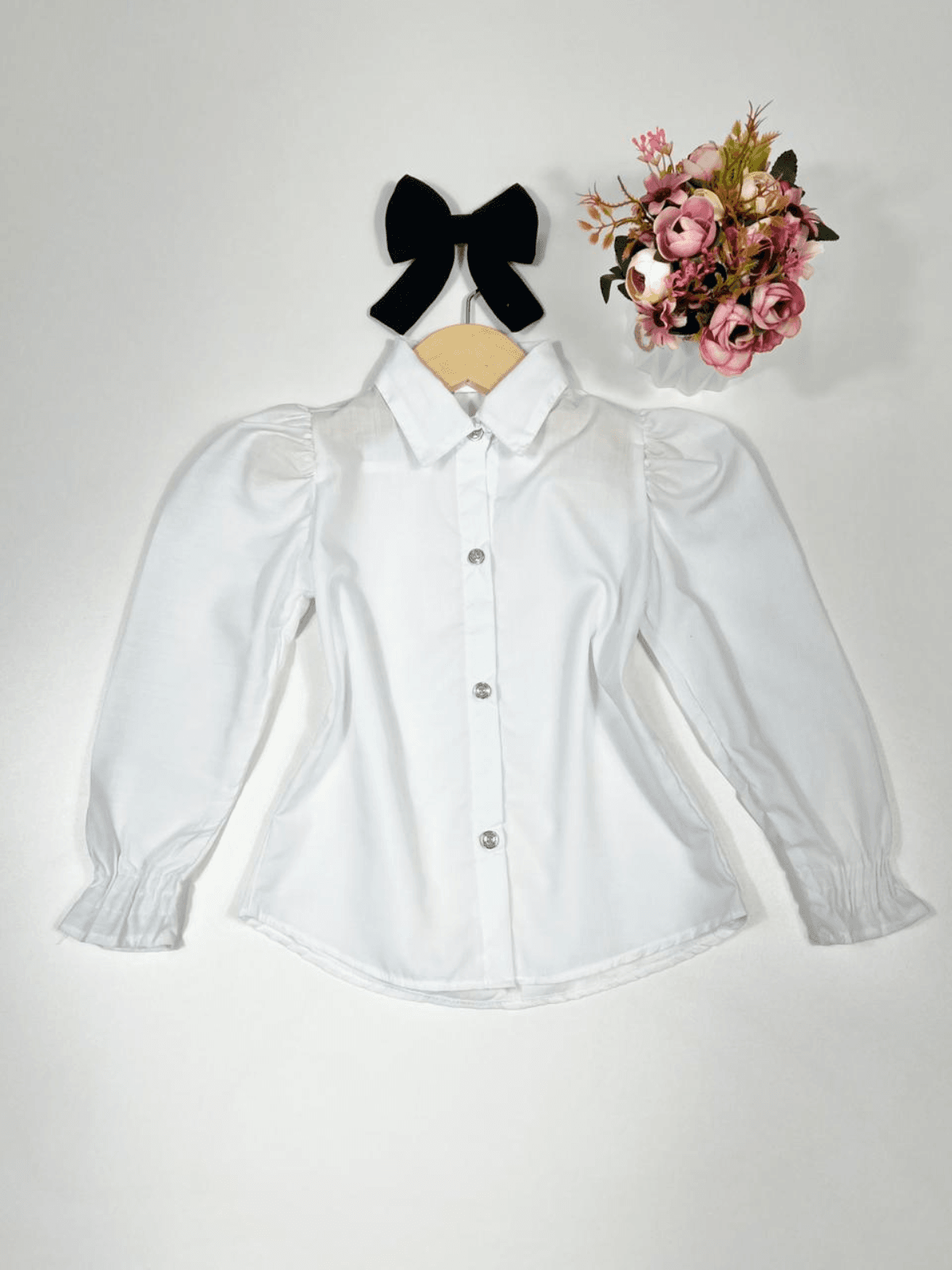 Blusa de Botão Manga Longa Branca - Isa Cintra Moda Infantil