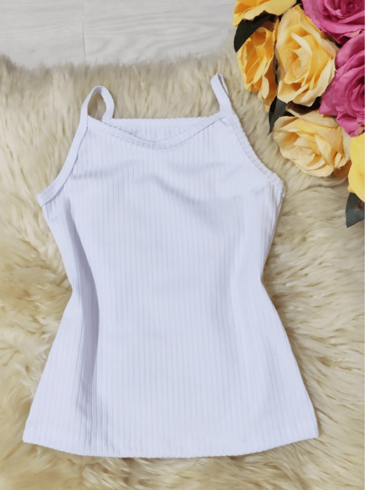 Blusa Feminina Regata Branca - Isa Cintra Moda Infantil