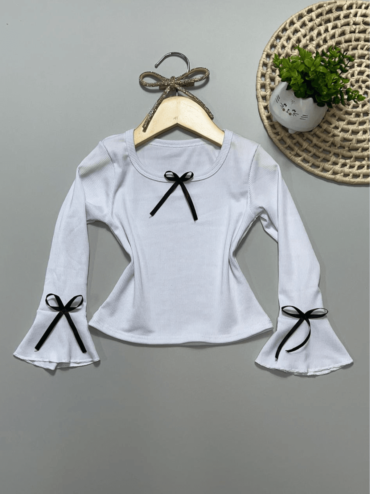 Blusa Laço Manga Longa Branca - Isa Cintra Moda Infantil
