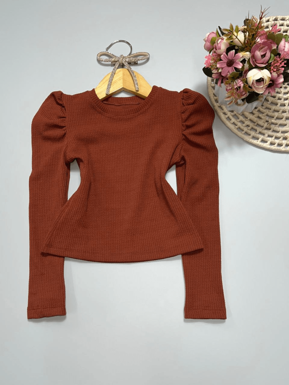 Blusa Ribana Manga Longa Marrom - Isa Cintra Moda Infantil