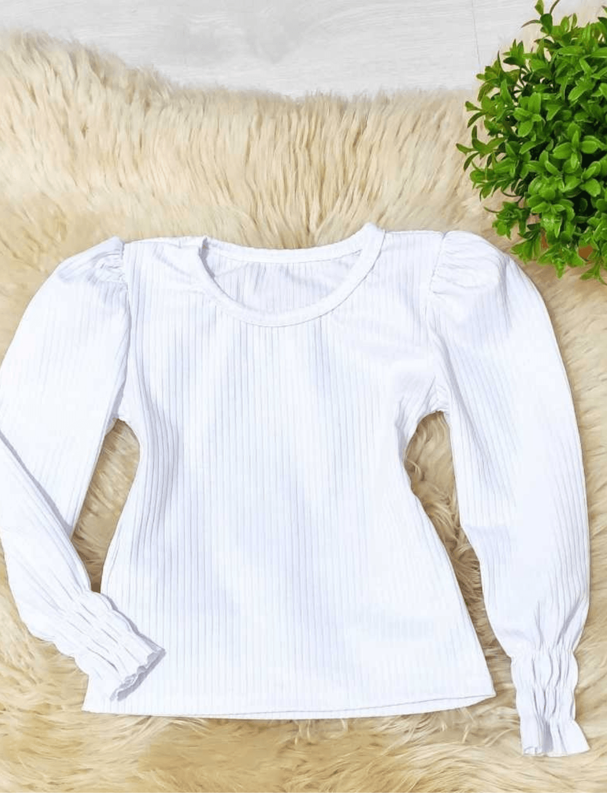 Blusa Manga Longa Lastex Branca - Isa Cintra Moda Infantil