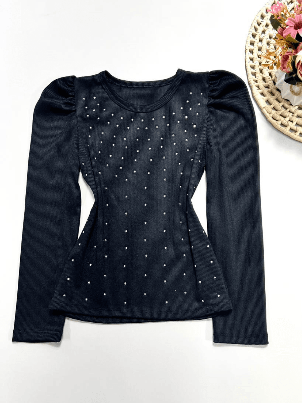 Blusa Brilho Manga Longa Preta - Isa Cintra Moda Infantil