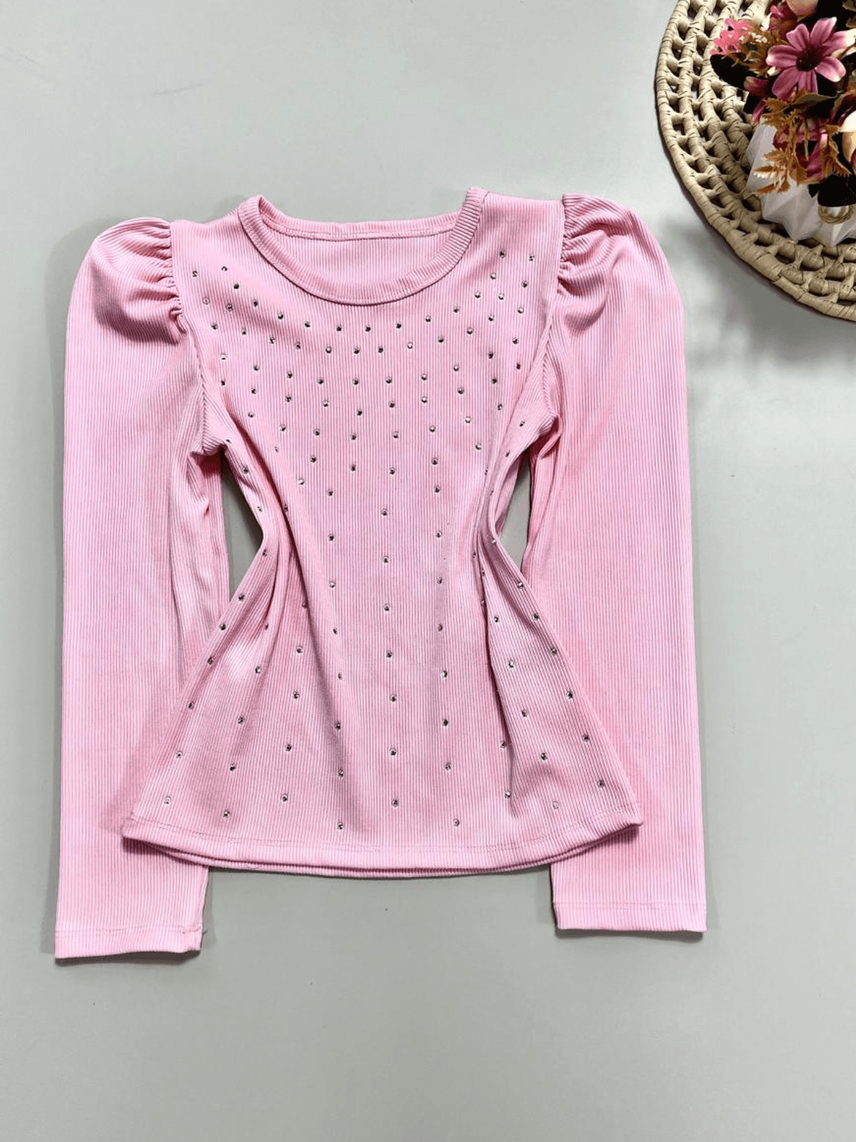 Blusa Brilho Manga Longa Rosa - Isa Cintra Moda Infantil