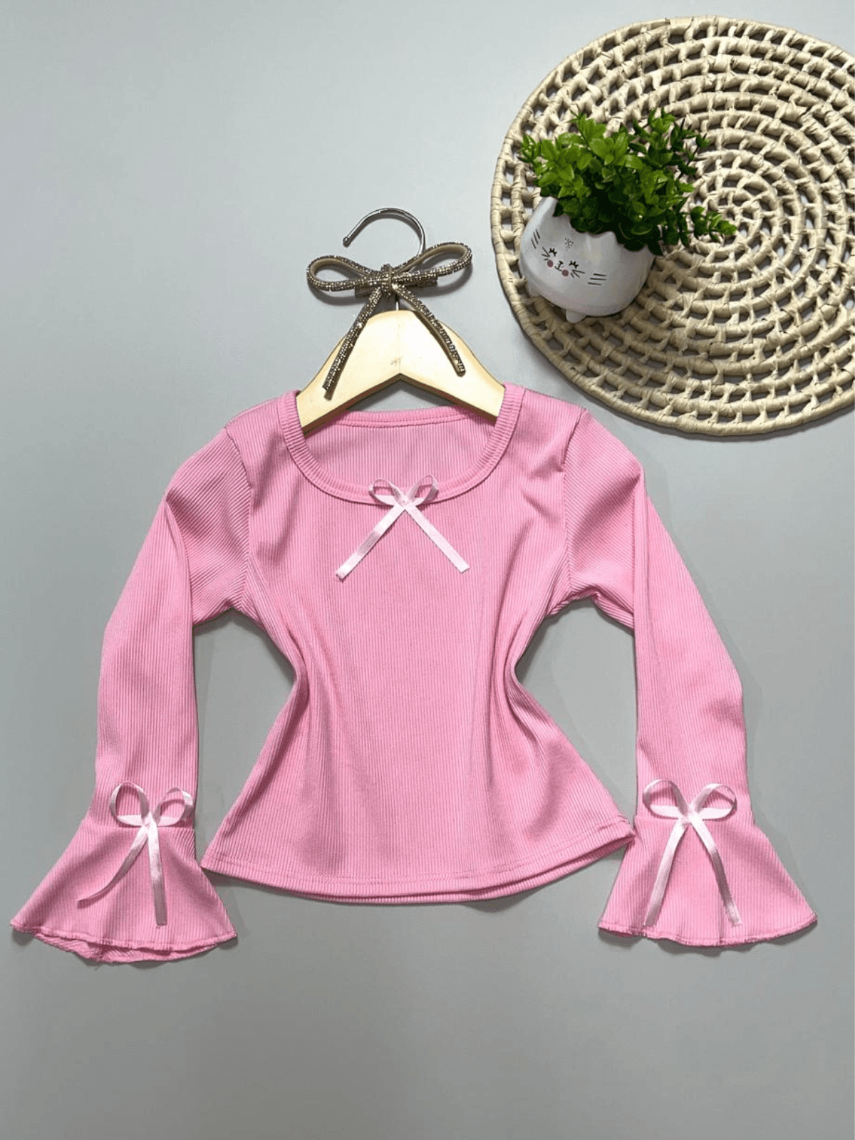 Blusa Laço Manga Longa Rosa - Isa Cintra Moda Infantil