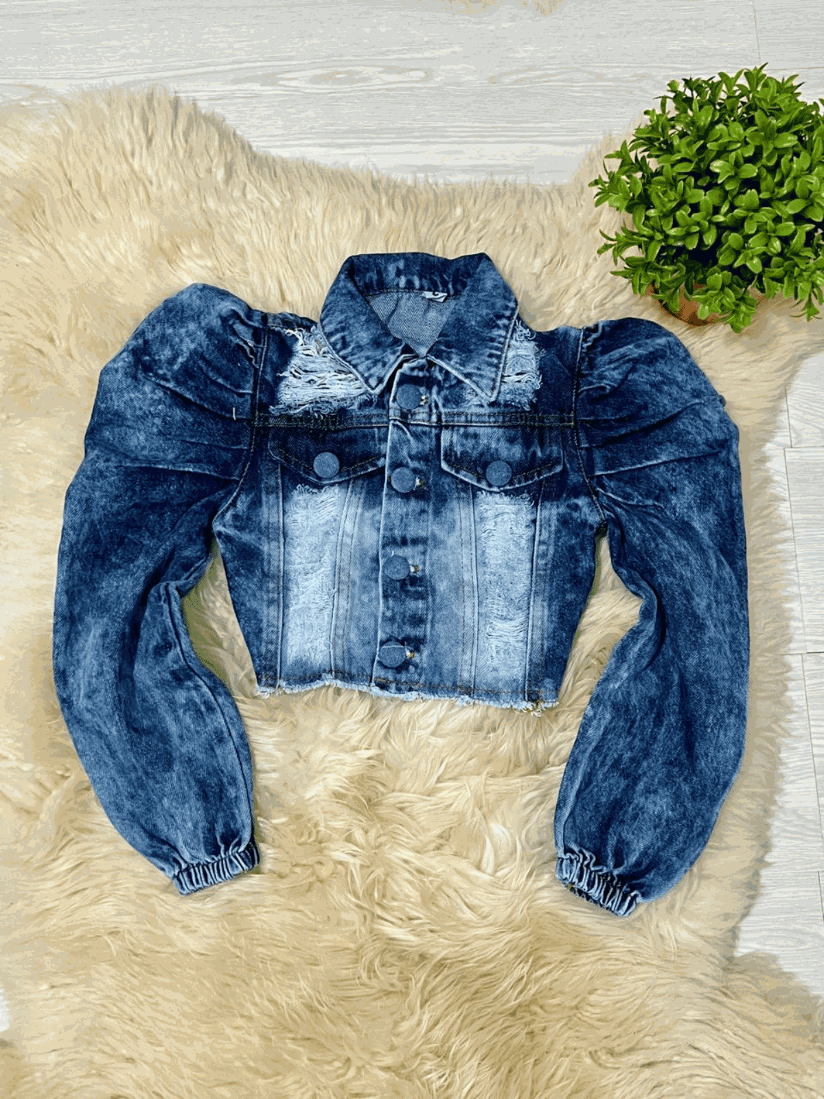 Jaqueta Jeans Escura destroyed - Isa Cintra Moda Infantil