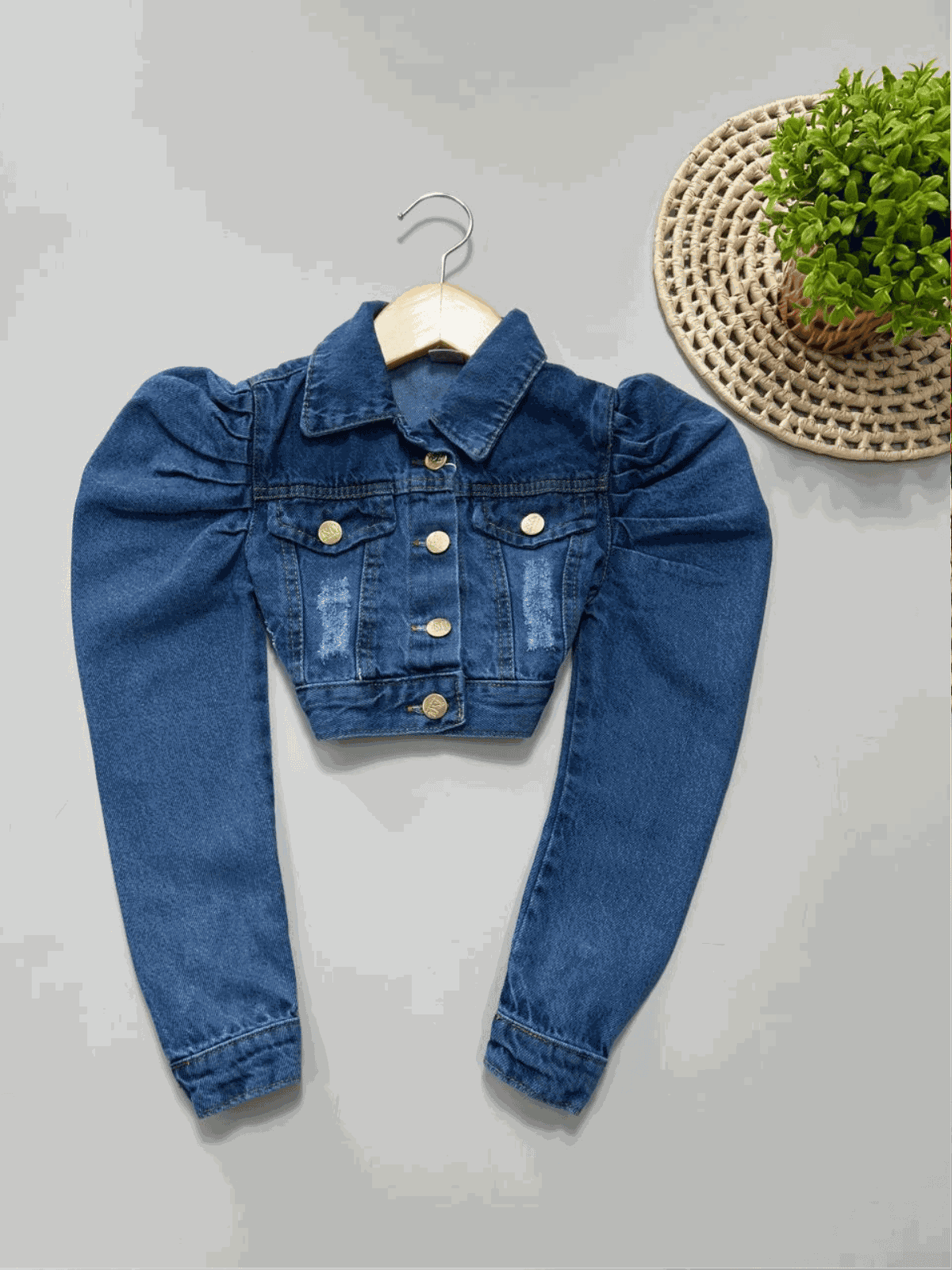 Jaqueta Jeans Cropped Infantil - Isa Cintra Moda Infantil