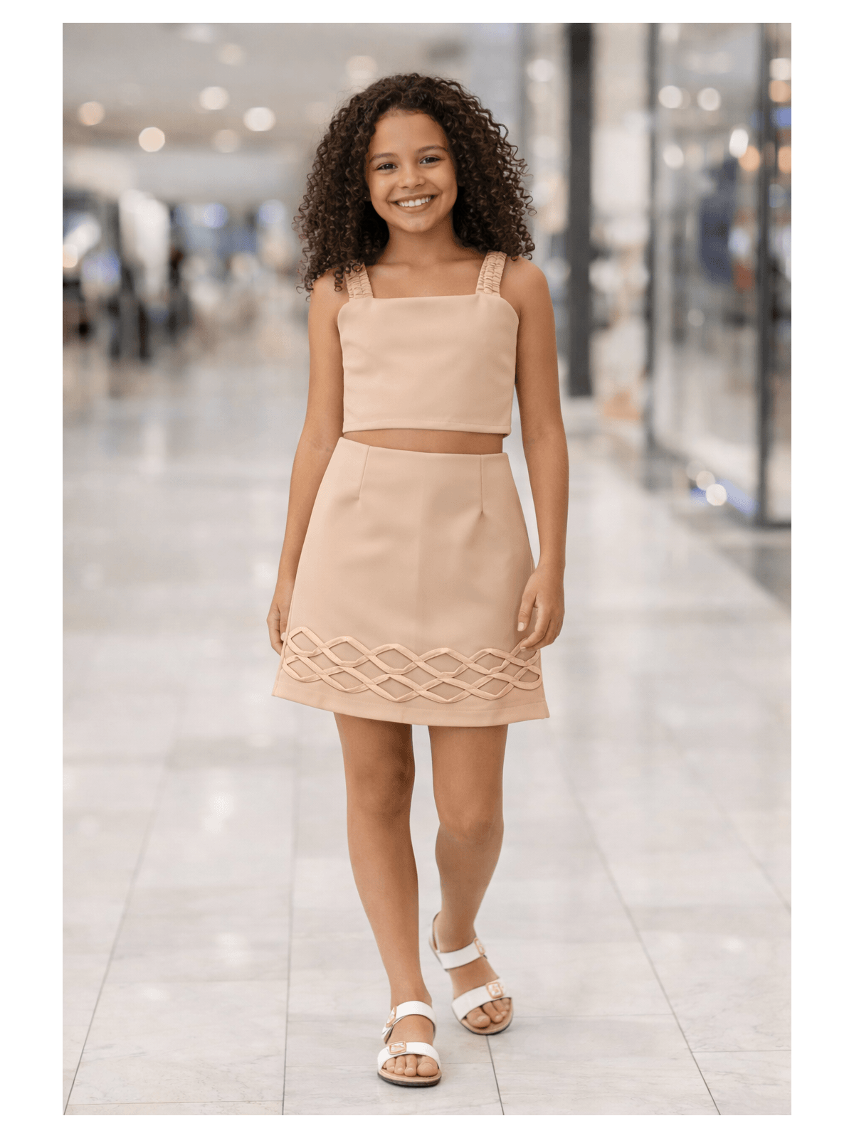 Conjunto Juvenil Natalino Bege - Isa Cintra Moda Infantil