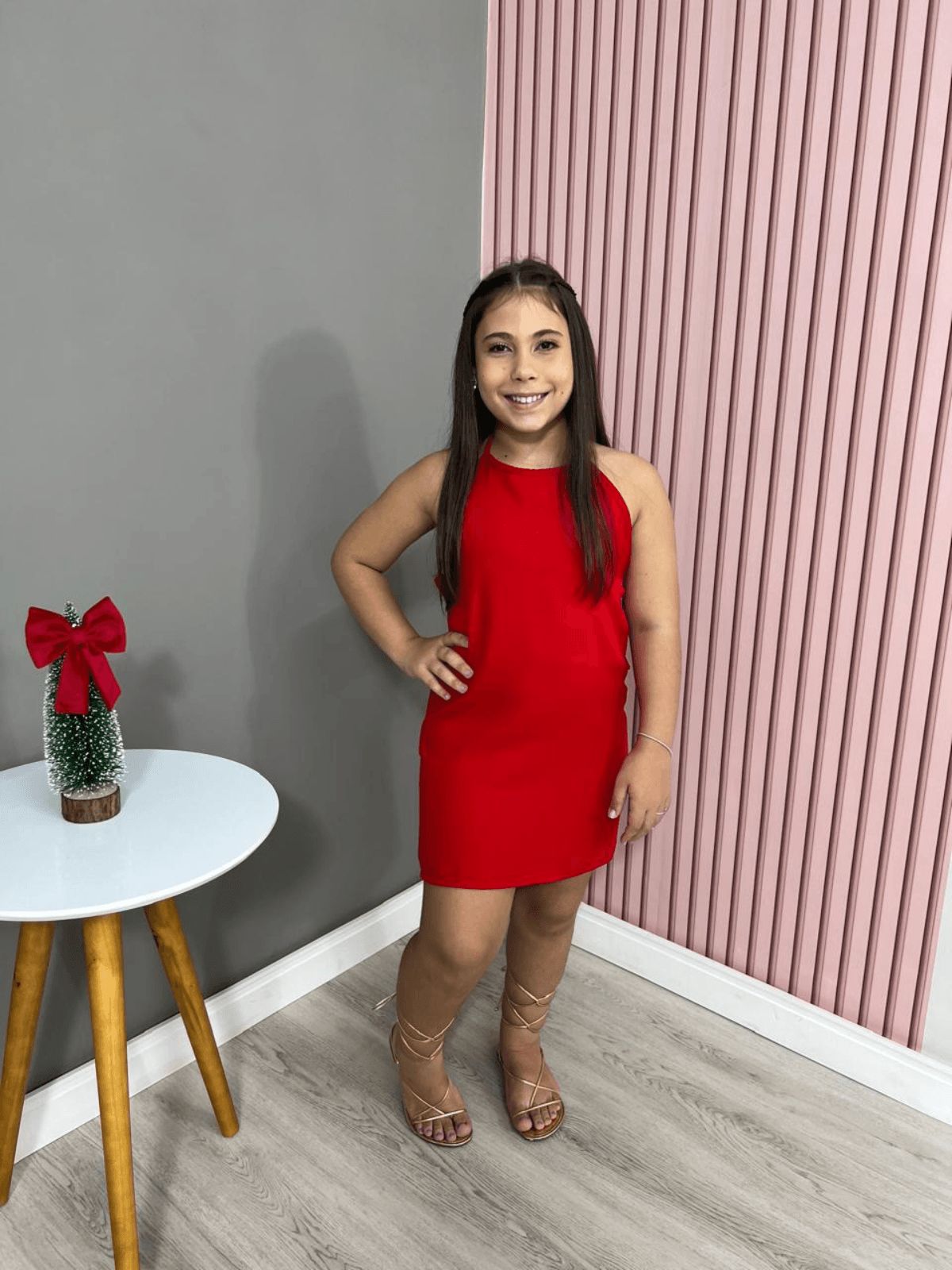 Vestido Alfaiataria Laço Vermelho - Isa Cintra Moda Infantil