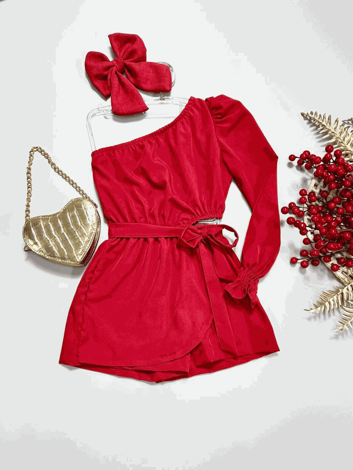 Macaquinho Nula Manga Vermelho - Isa Cintra Moda Infantil