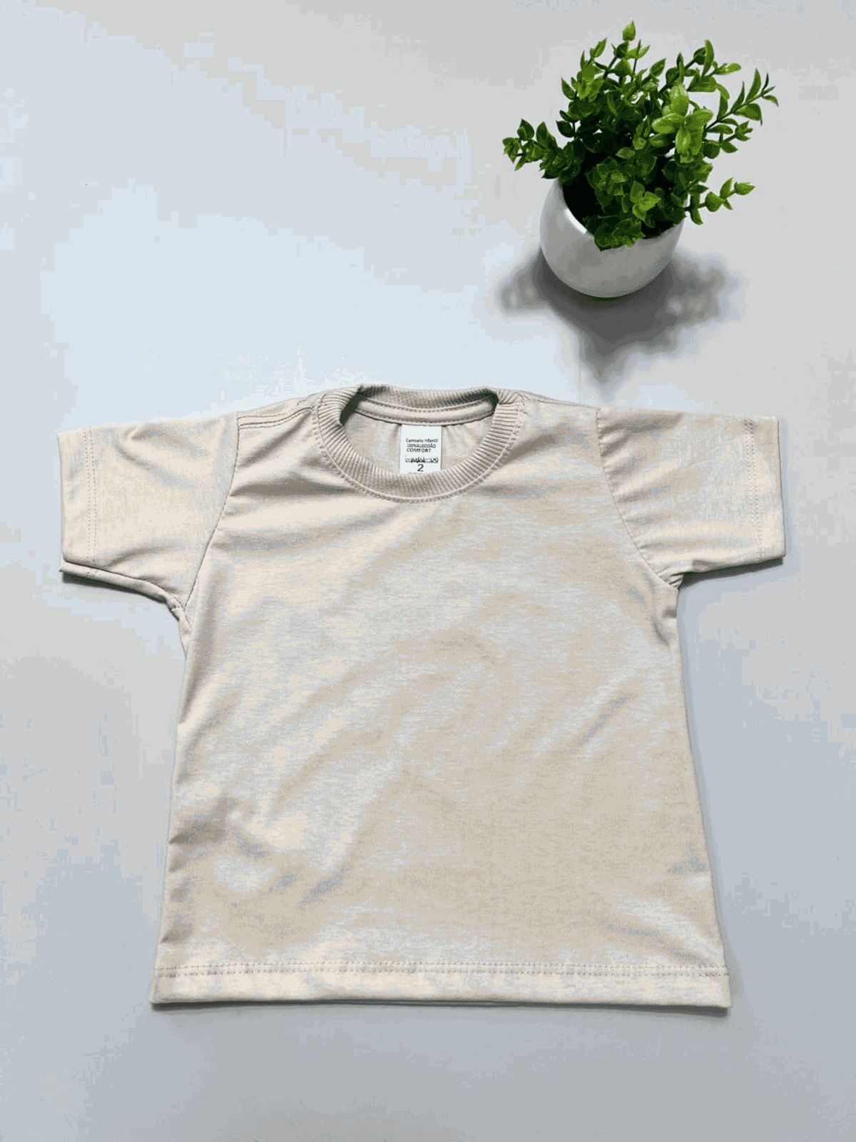 Camiseta Basica Masculina Bege - Isa Cintra Moda Infantil
