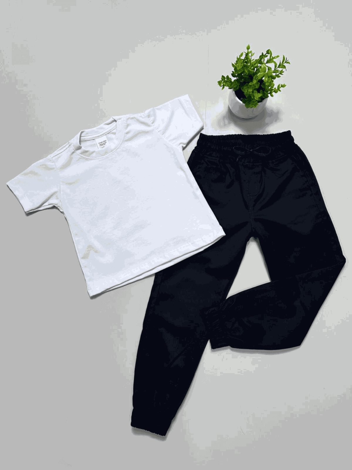 Conjunto Básico Masculino Branco - Isa Cintra Moda Infantil