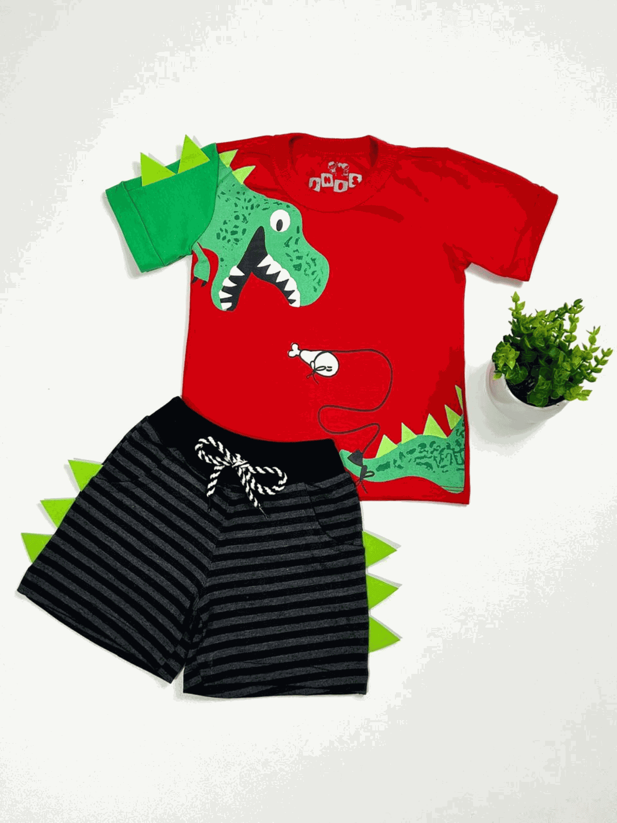 Conjunto Dino Verão Vermelho - Isa Cintra Moda Infantil