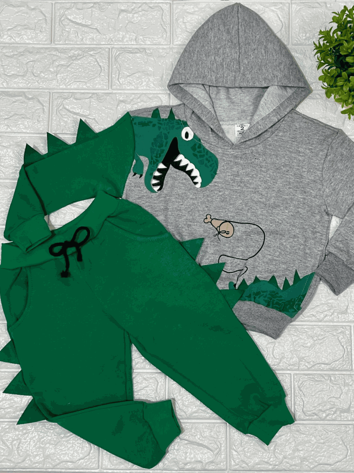 Conjunto Moletom Dino Cinza - Isa Cintra Moda Infantil