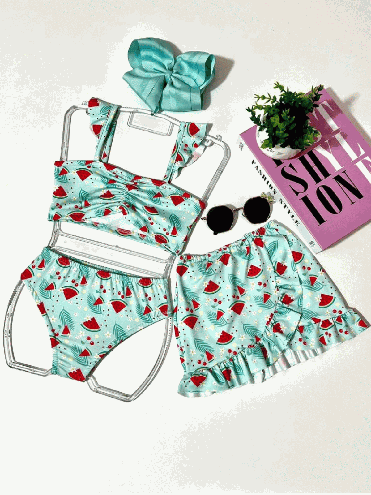 Biquíni 3 peças Melancia - Isa Cintra Moda Infantil