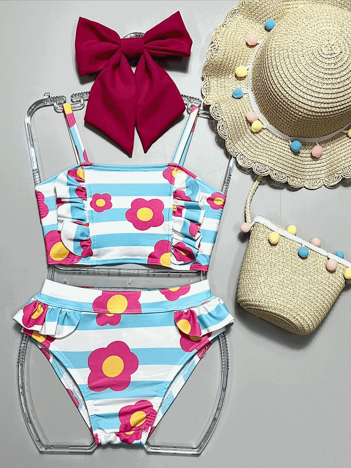 Biquini Infantil de Flores Azul - Isa Cintra Moda Infantil