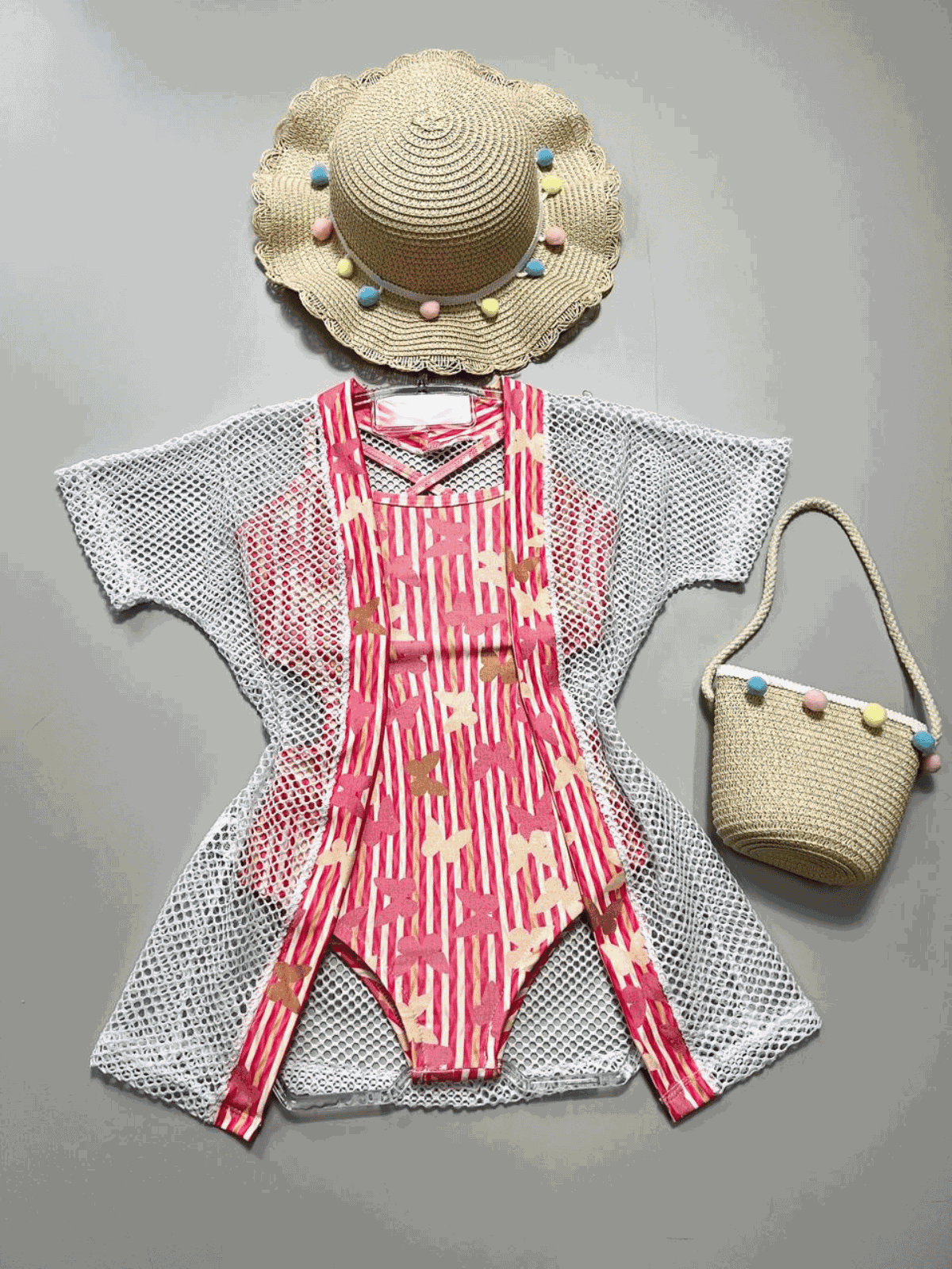 Biquini Maiô Infantil Borboletas Rosa - Isa Cintra Moda Infantil