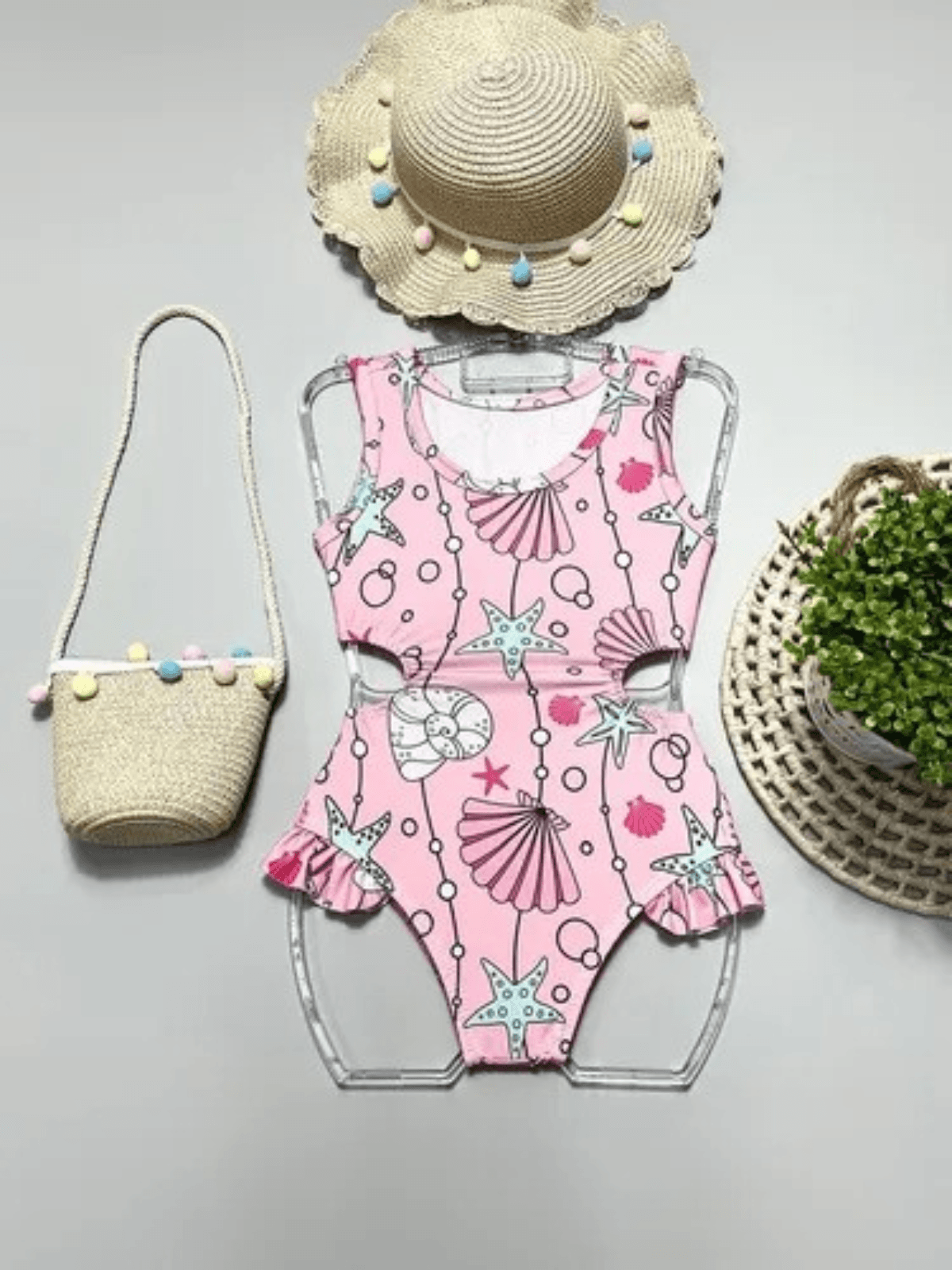 Maiô Biquíni Rosa Conchas - Isa Cintra Moda Infantil