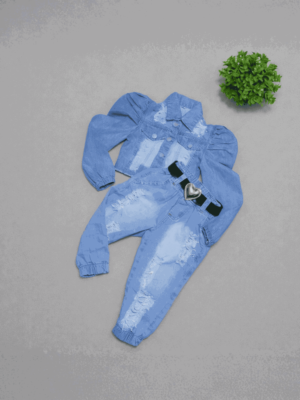 Conjunto Jaqueta Bufante + Calça jogger Jeans Lari... - Isa Cintra Moda Infantil