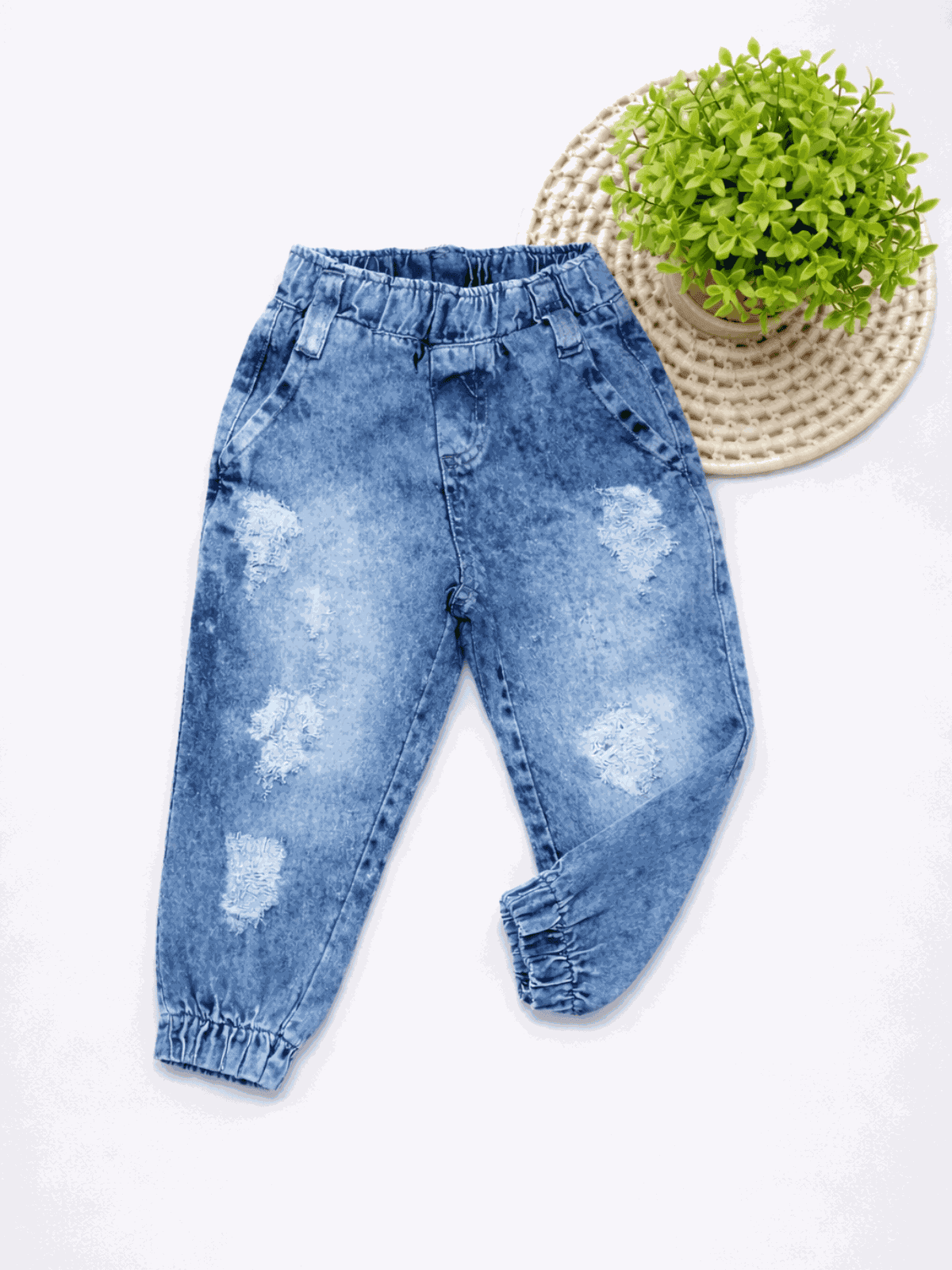 Calça Jeans Jogger mesclado Infantil Destroyed - Isa Cintra Moda Infantil