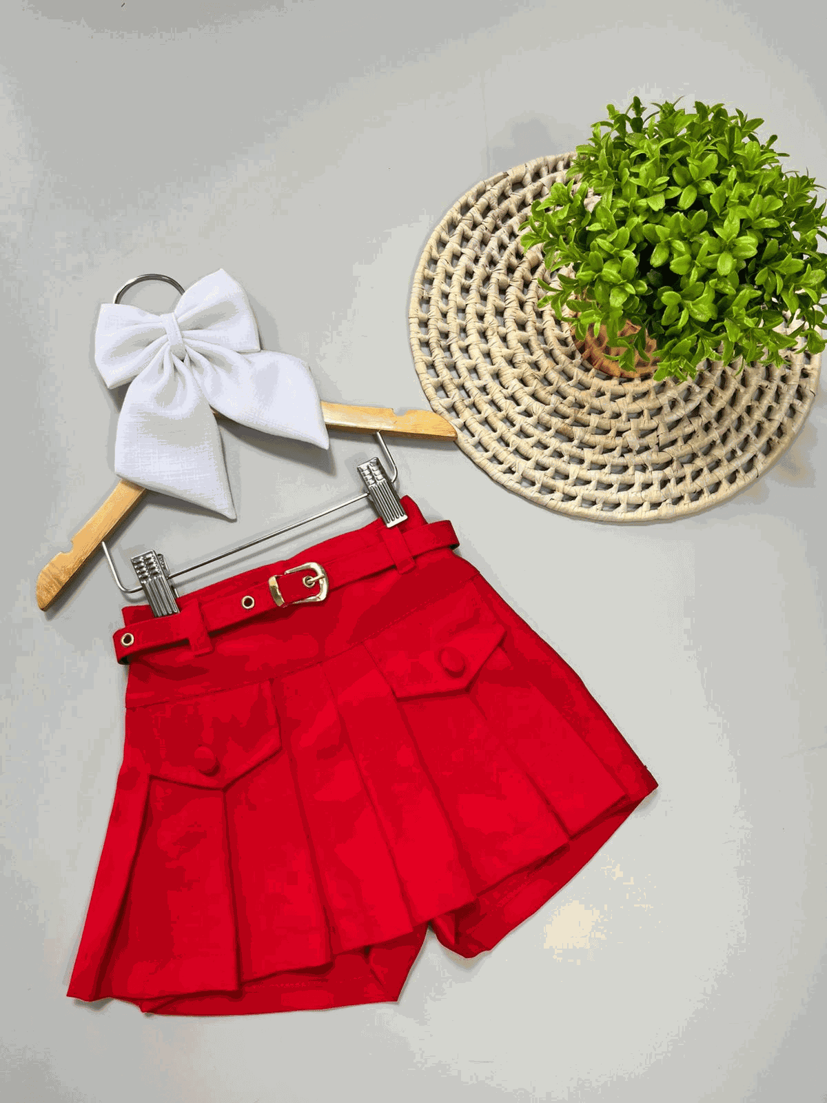 Short Saia Infantil Vermelho - Isa Cintra Moda Infantil