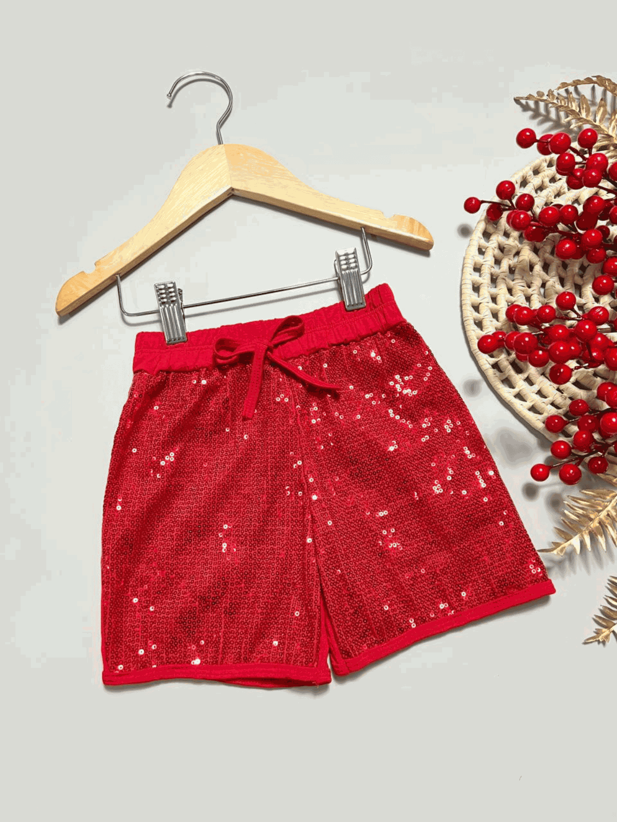 Short Infantil Paetê Vermelho - Isa Cintra Moda Infantil