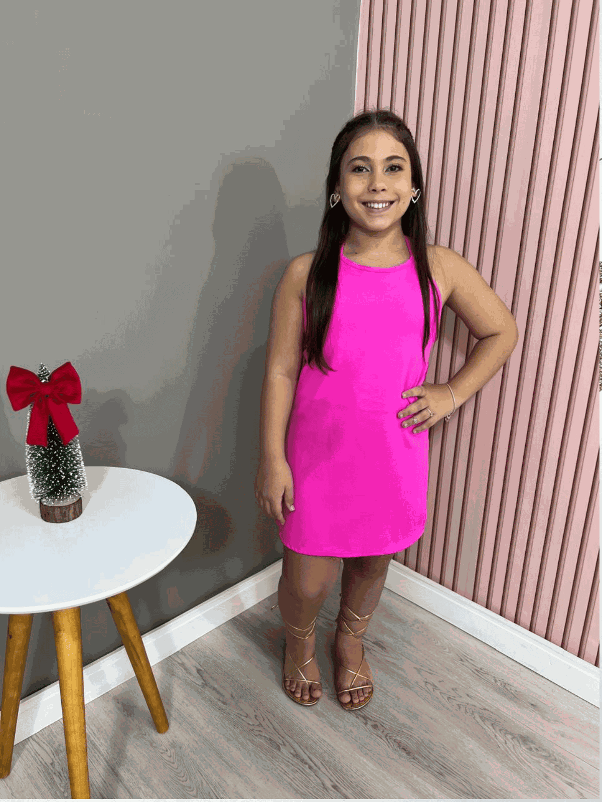 Vestido Alfaiataria Laço Pink - Isa Cintra Moda Infantil
