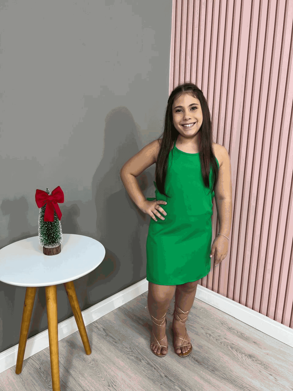 Vestido Alfaiataria Laço Verde - Isa Cintra Moda Infantil